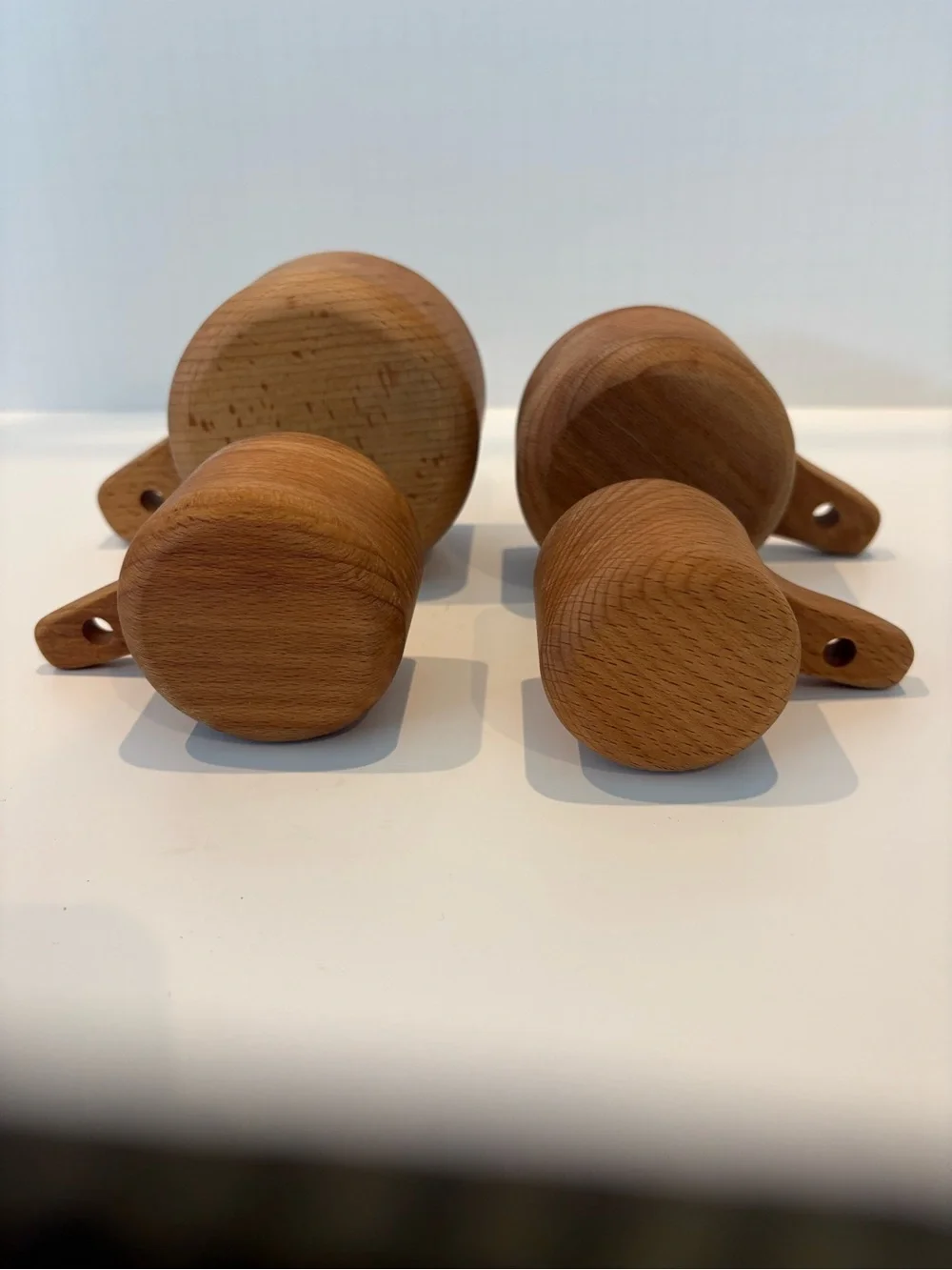 Wood Measuring Cups Set of 4 Nesting Stackable Rustic